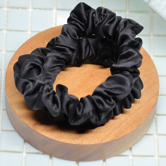 Chouchou-headband en satin noir - Têt Maré