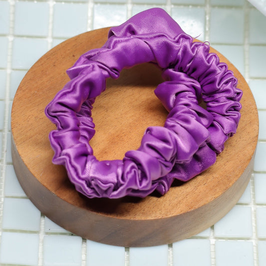 Chouchou-headband en satin violet - Têt Maré
